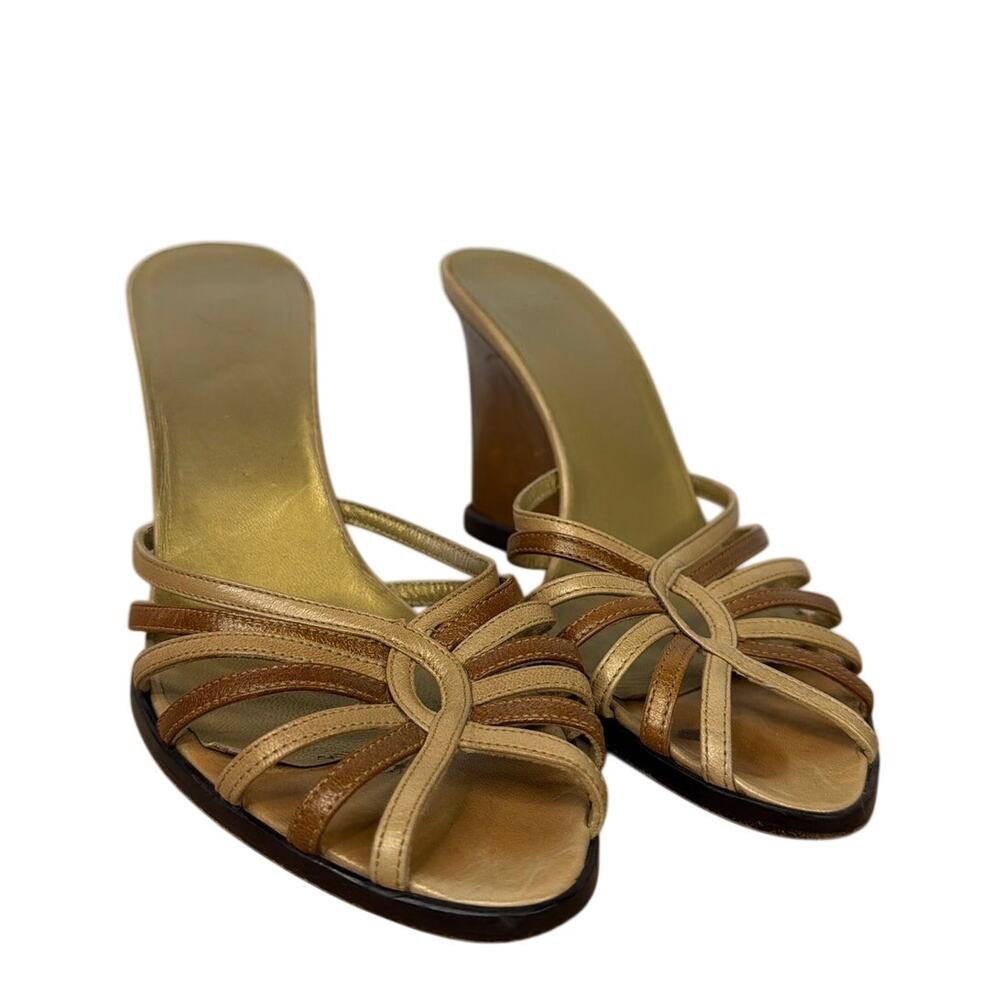 Vintage bebe brown multi-toned metallic strappy cage design 8